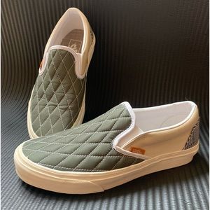 Discontinued Vans, 8.5 Womens, Quilted, Tan/Olive/Plaid, GREAT CONDITION